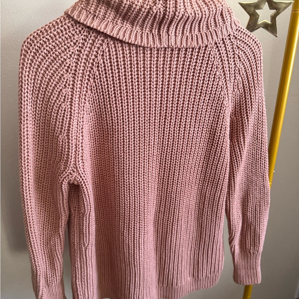 Haven Well Within Chunky Knit Cozy Pink Cowl Neck Sweater - Picture 3 of 6